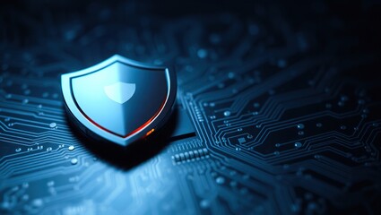 Cyber Security Shield Protecting Digital Circuitry