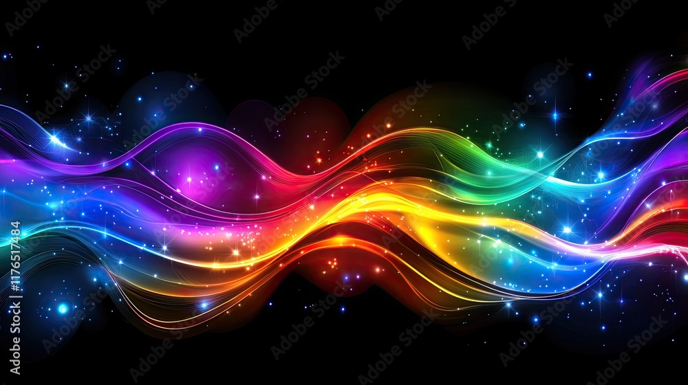 Aufkleber abstract wallpaper with glowing neon-colored strokes and flowing lines, creating a high-energy look 