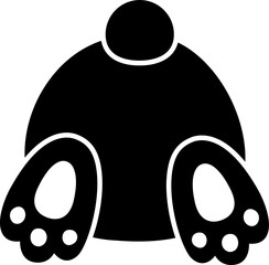 Easter bunny butt silhouette.
Cute rabbit Tail black icon.
Transparent background.