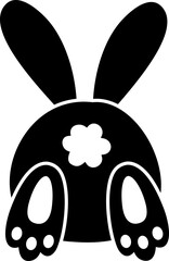 Easter bunny butt silhouette.
Cute rabbit Tail black icon.
Transparent background.