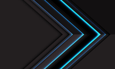 Abstract blue light black arrow direction geometric on grey blank space design modern futuristic technology creative background vector