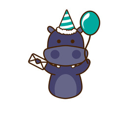 Birthday Hippopotamus Cartoon