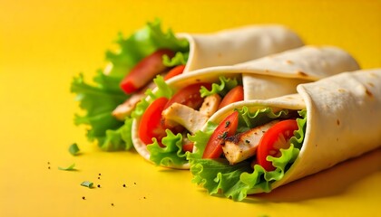 Obraz premium Delicious Chicken Wraps with Fresh Veggies