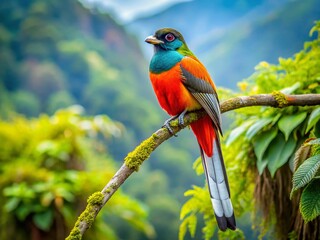 Obraz premium Ward's Trogon at Udayak Pass, Lohit Valley, Arunachal Pradesh, India - Vibrant Bird Photography
