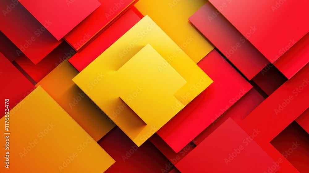 Poster a red and yellow abstract background with squares