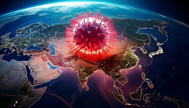 Map of China with the virus has spread. Human Metapneumovirus (HMPV) spreads in China. - Powered by Adobe