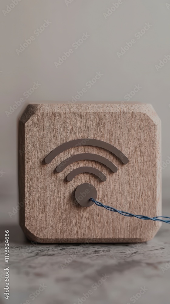 Poster wireless network connection wooden wifi symbol 3d render