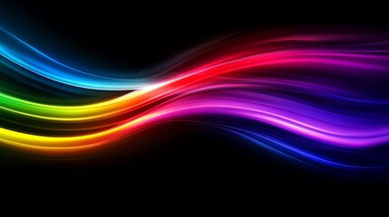 Vibrant Rainbow Hues Flowing In Dark Abstract Waves