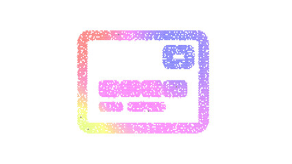 Icon credit card front is made up of LED square shapes. There are bright diodes and there are black dead diodes