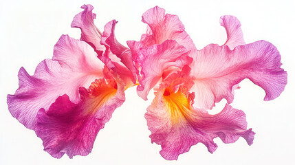 Naklejka premium Elegant Pink Iris Bloom: A Close-Up Study of Delicate Petals