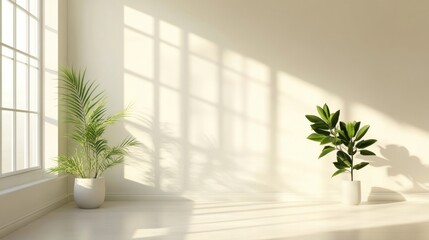 a plant in a white vase in a room