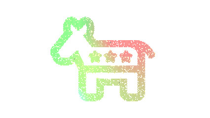 Icon democrat is made up of LED square shapes. There are bright diodes and there are black dead diodes