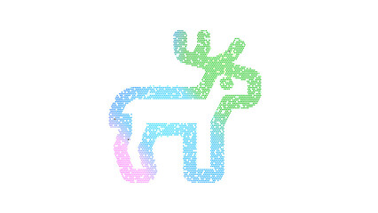 Icon deer is made up of LED square shapes. There are bright diodes and there are black dead diodes