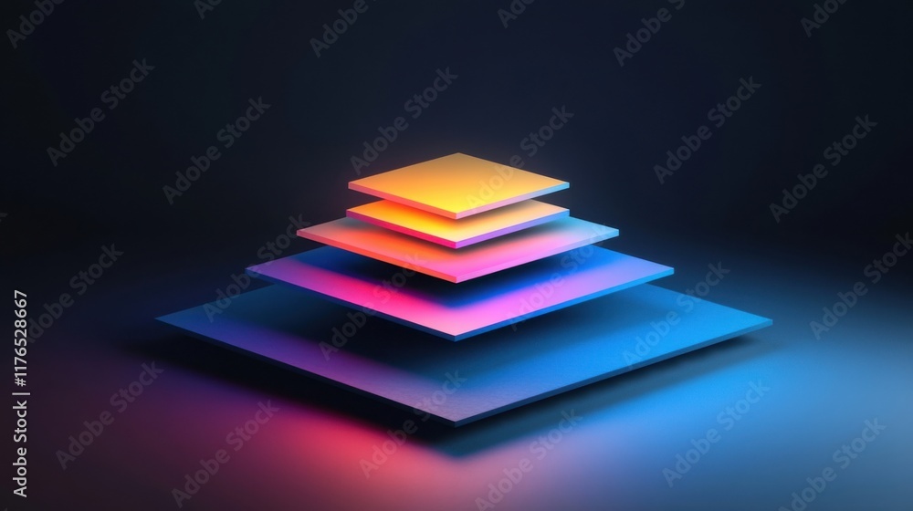 Poster a stack of three stacked colorful plates