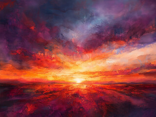 abstract watercolor background sunset sky orange purple