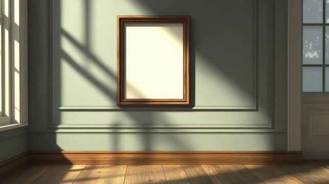 a picture frame sitting on a wall in a room