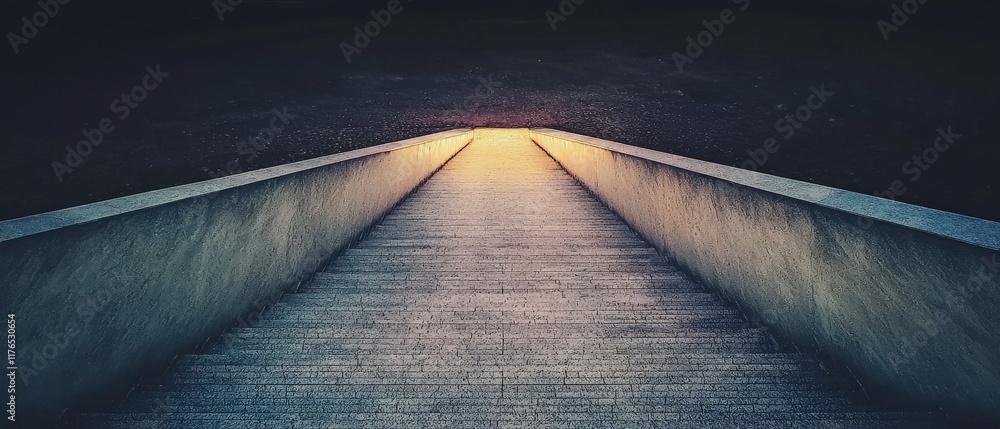 Poster illuminated steps abstract architecture modern staircase design