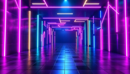 Neon Lights Corridor: A Futuristic Synthwave Vibe