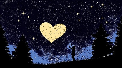 Obraz premium A heartshaped constellation symbolizing love and loneliness in the night sky evoking solitude and affection