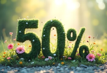 Floral 50% Off Sale: Lush Grass Numbers in a Sunlit Meadow