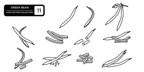 Green bean icon collection, editable and resizable vector icon templates
