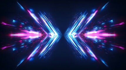 Abstract Neon Light Streaks Form Arrows Design