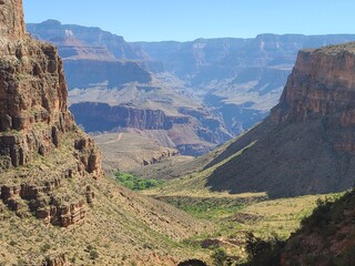 View of Havasupai Gardens while descending down on Bright Angel trail in the Grand Canyon