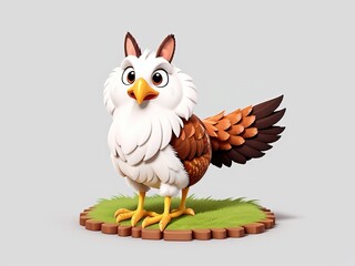 3d illustration cartoon of hen isolated on a white background