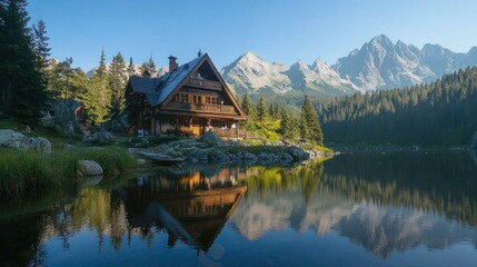 Obraz premium The beauty of Miedziane illuminated by the morning sun, with Szpiglasowa Przelecz nestled amid the dramatic landscape of the Tatras.