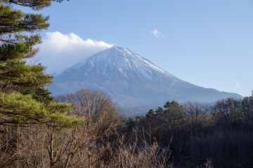 富士山と噴火のような雲