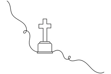 Obraz premium continuous one line christian cross with minimal vector illustration isolated on white background