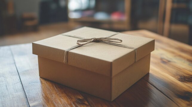 a brown box with a brown string tied to it