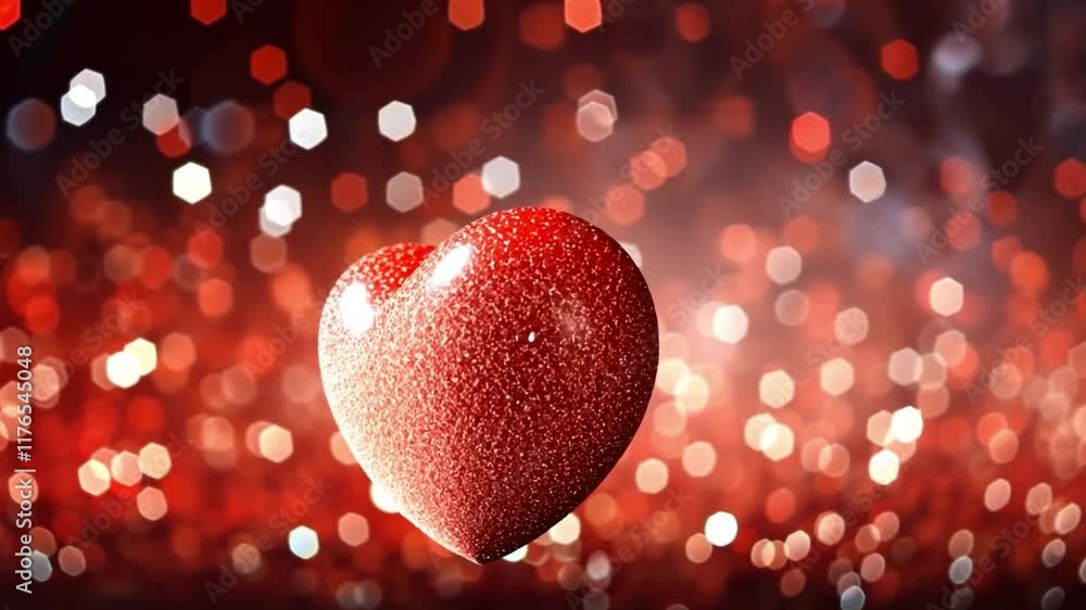 Poster sparkling red heart: a 3d rendered image of a heart-shaped gemstone, shimmering with an inner light 