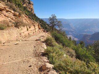 The Bright Angel trail goes from the South Rim all the way down to the Colorado River