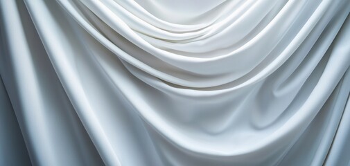 Obraz premium Detailed closeup of smooth white fabric drapes with natural folds serene and refined visual ideal for modern design or fabric-focused projects