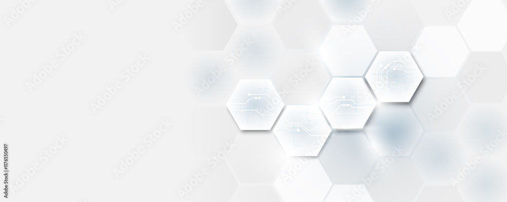 Poster hexagonal geometric concept technology background image and communication networks