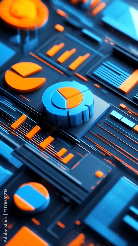 Poster innovative graphical charts with vibrant hues for dynamic business presentations : generative ai
