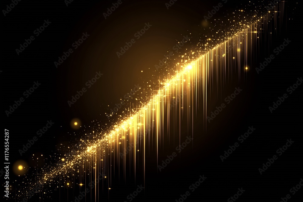 Aufkleber glittering golden stardust sky with shiny particles and light radiance : generative ai