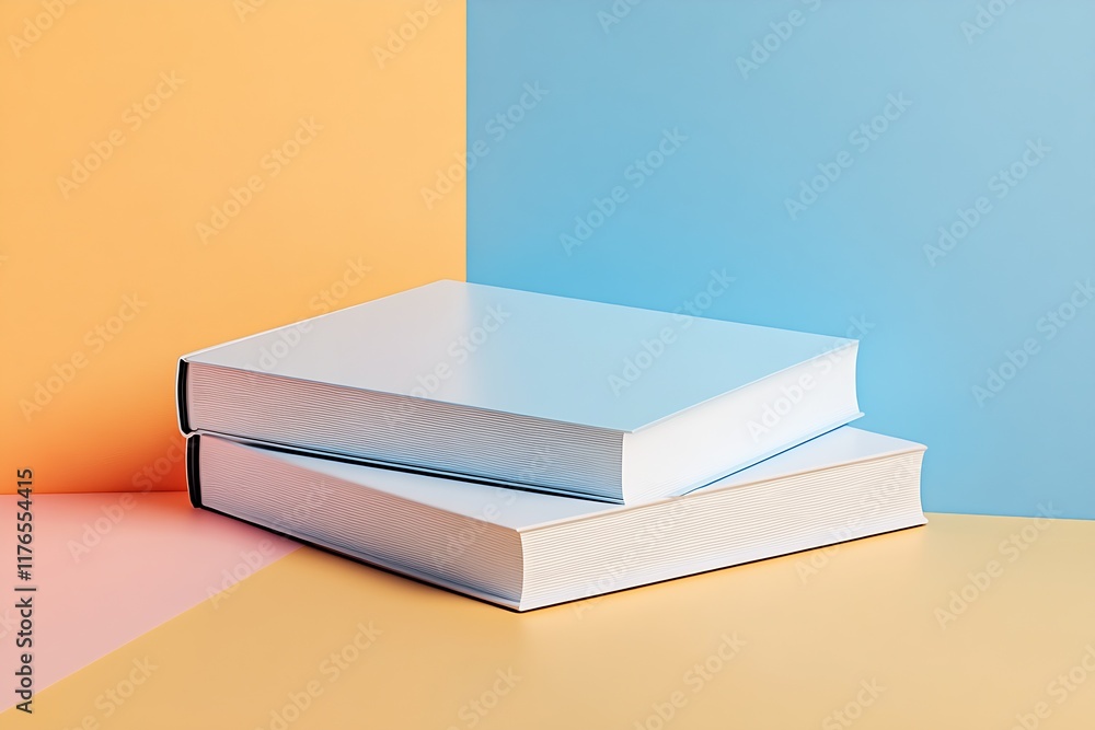 Poster colorful stack of books on vibrant background abstract design : generative ai