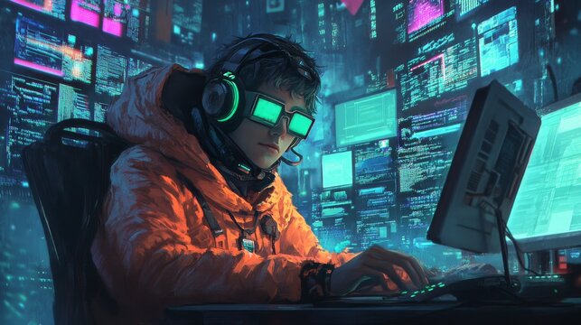 The best hacker illustration vector