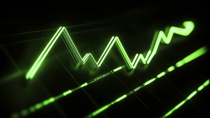 Naklejka premium Innovative Financial Data Representation with Vibrant Line Graph in Green Hues : Generative AI