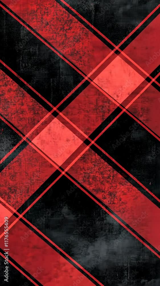 Poster grunge pattern with red and black plaid design creating a bold visual effect for modern decor