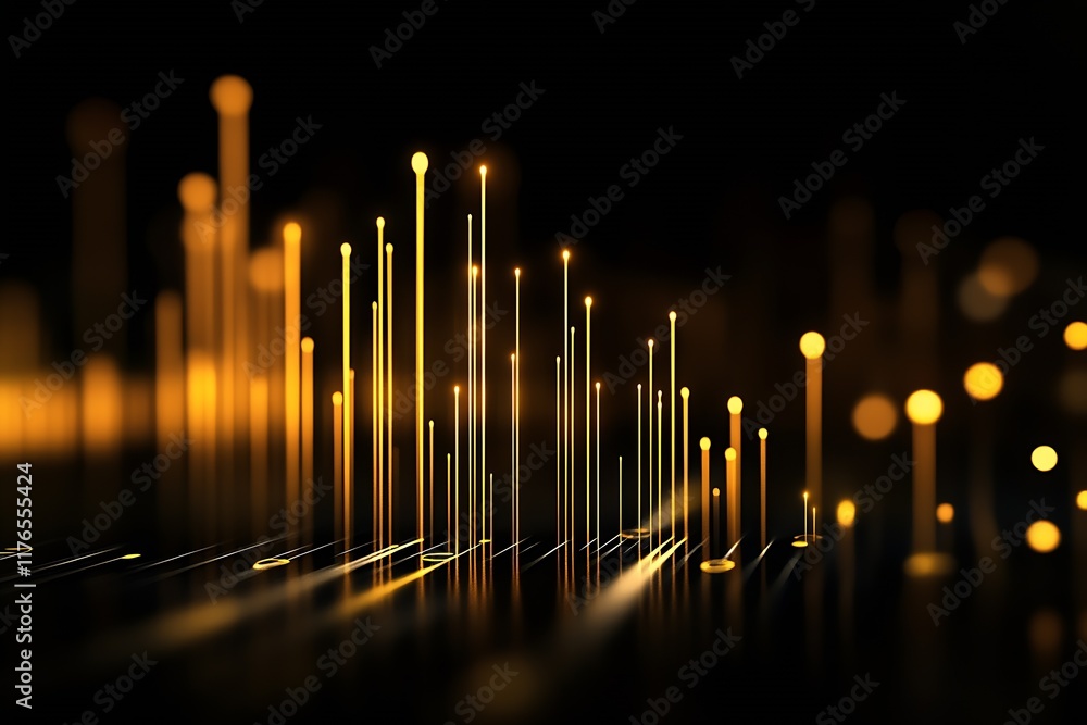 Poster elegant golden light streaks against dark backdrop illustrating digital vibrancy and movement : gene