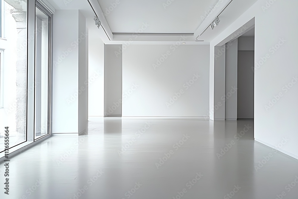Poster Contemporary open space with large windows and sleek minimalist design : Generative AI