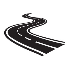 Winding Road Silhouette Travel Path Illustration