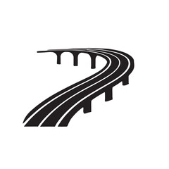 Curved Road Bridge Silhouette Illustration for Travel Concepts