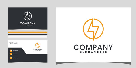 Circle electric flash energy logo design