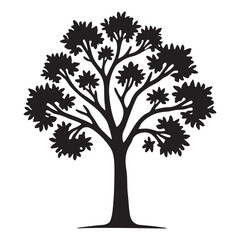 Obraz premium Detailed Silhouette Tree Illustration with Lush Foliage