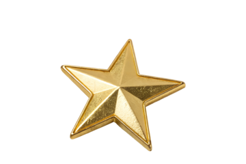 Shiny Gold Five-Pointed Star on White Background on Transparent Background: Symbol of Excellence and Achievement
