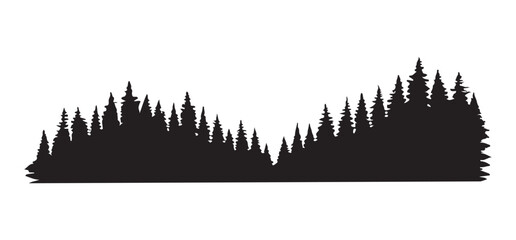 Silhouette Illustration of a Coniferous Forest Landscape